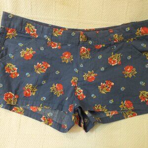 Blue and Red Floral Shorts by Hollister California with Pockets Size 9 Cotton